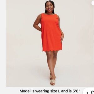 Kate Spade Cotton Blend Red Sleeveless Scalloped Edge Dress Sz Sm